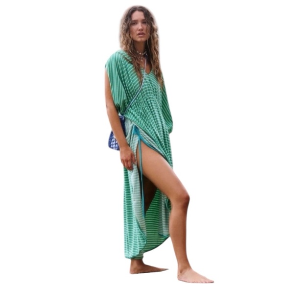 green emerald velvet dress Cecelia Striped Maxi main image 0